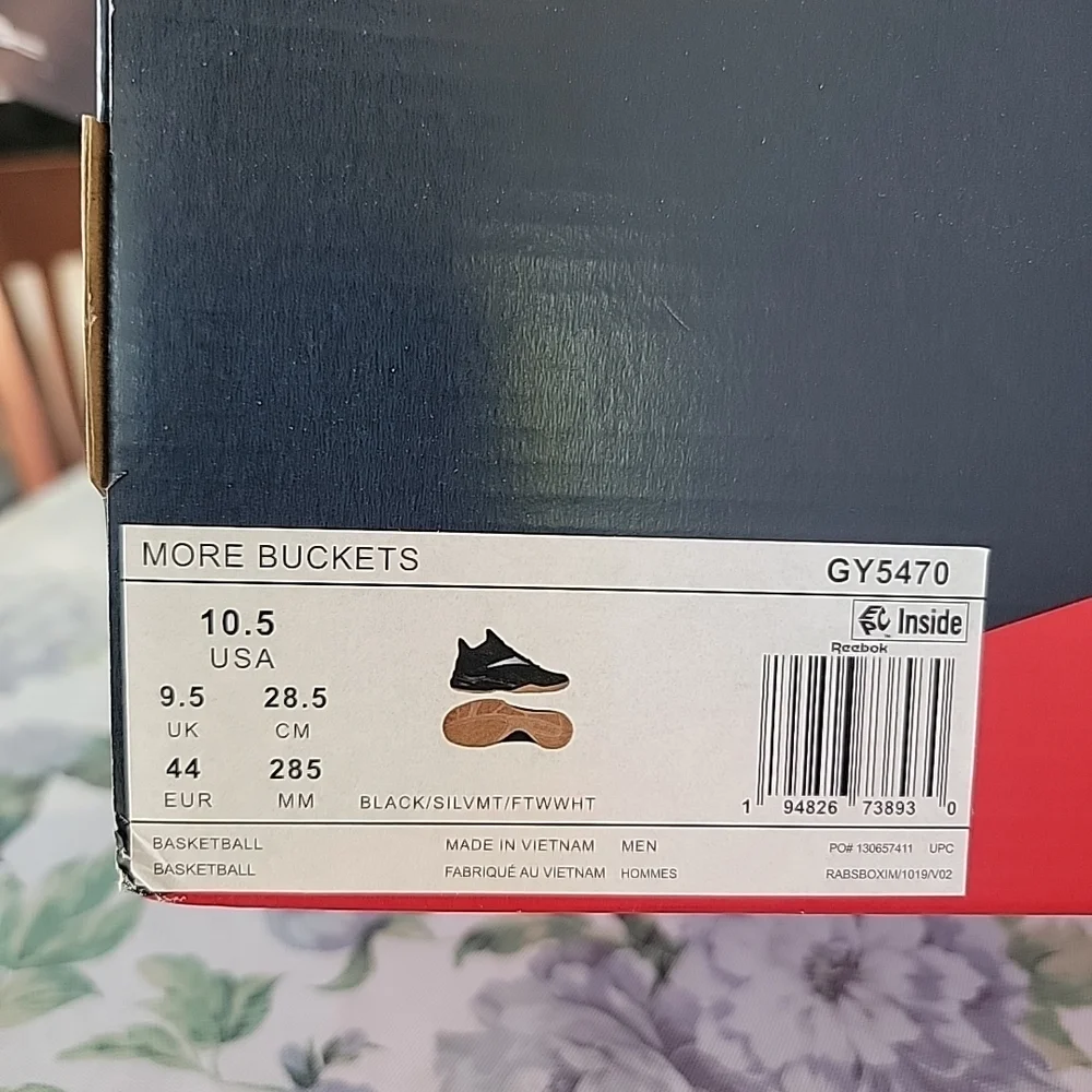 REEBOK MORE BUCKETS LOW BASKETBALL SNEAKER TRAINERS MEN SHOES BLACK SIZE 10.5